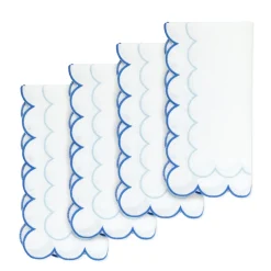 Blue Scalloped Dinner Napkins, Set of 4