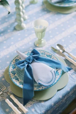 Blue Velvet Napkin Bows, Set of 4