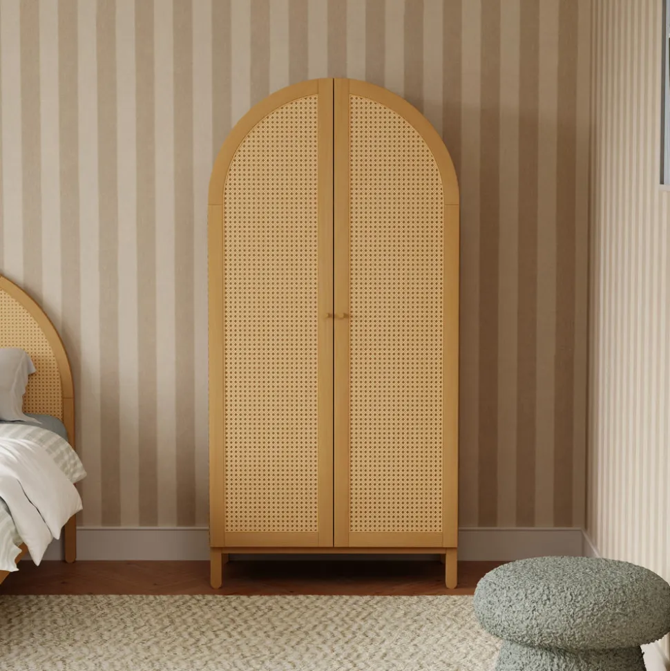 Bondi Cane Assembled Armoire in Honey