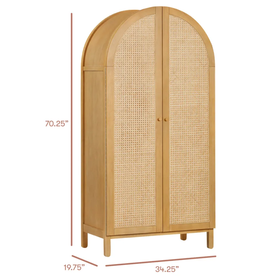 Bondi Cane Assembled Armoire in Honey