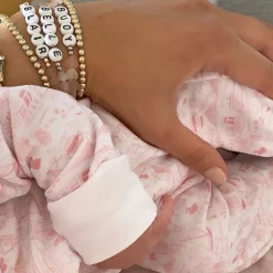 Boston Zip Baby Onesie in Strawberry ice Cream Pink