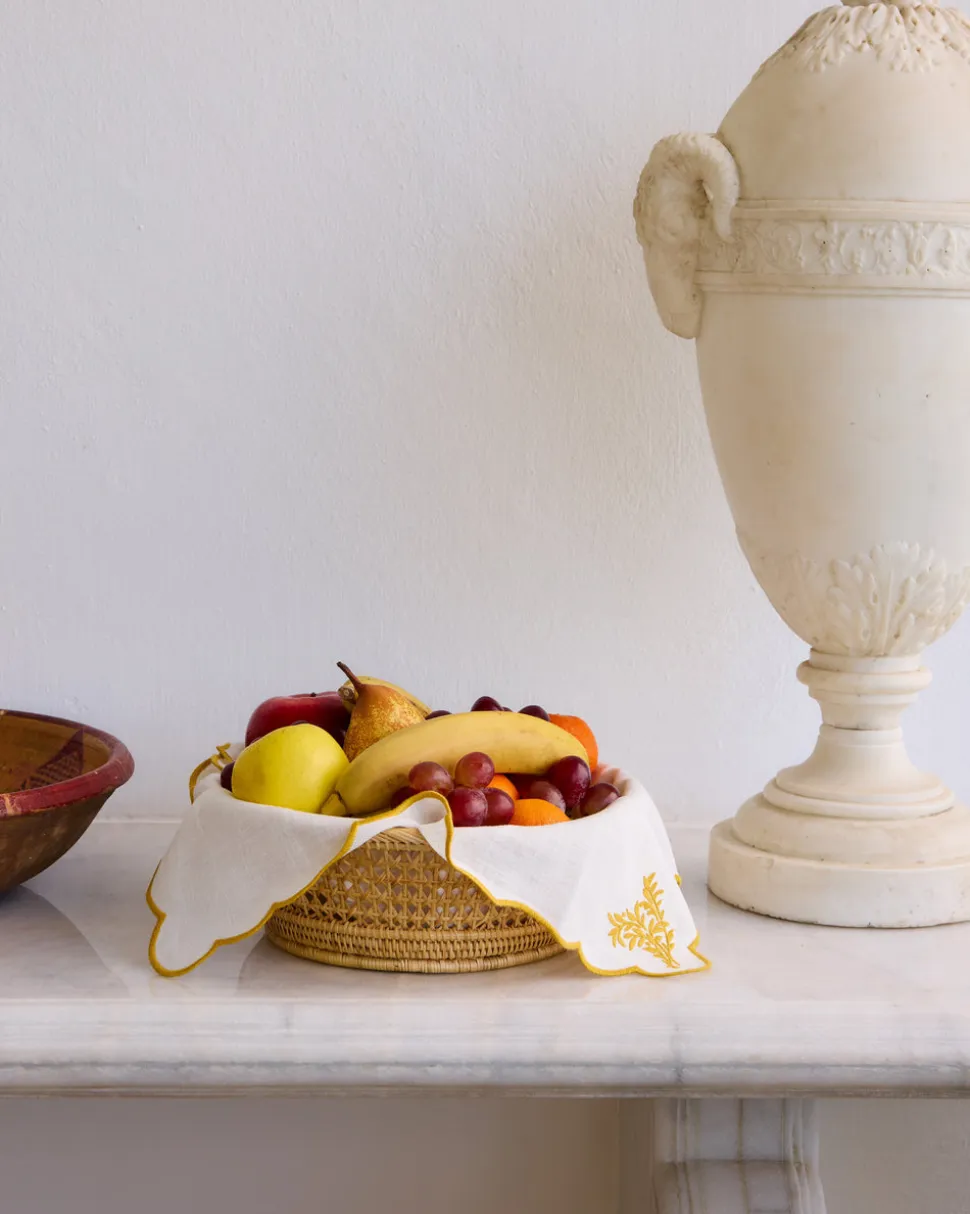 Botanica Embroidered Napkin in Yellow
