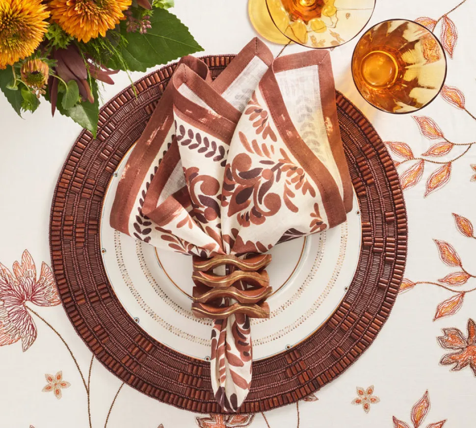 Botanica Napkin in Ivory & Brown, Set of 4