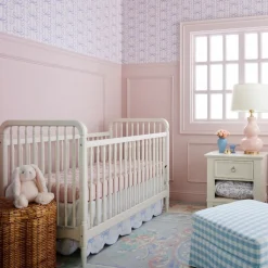 Bow Scalloped Crib Skirt in Soft Blue