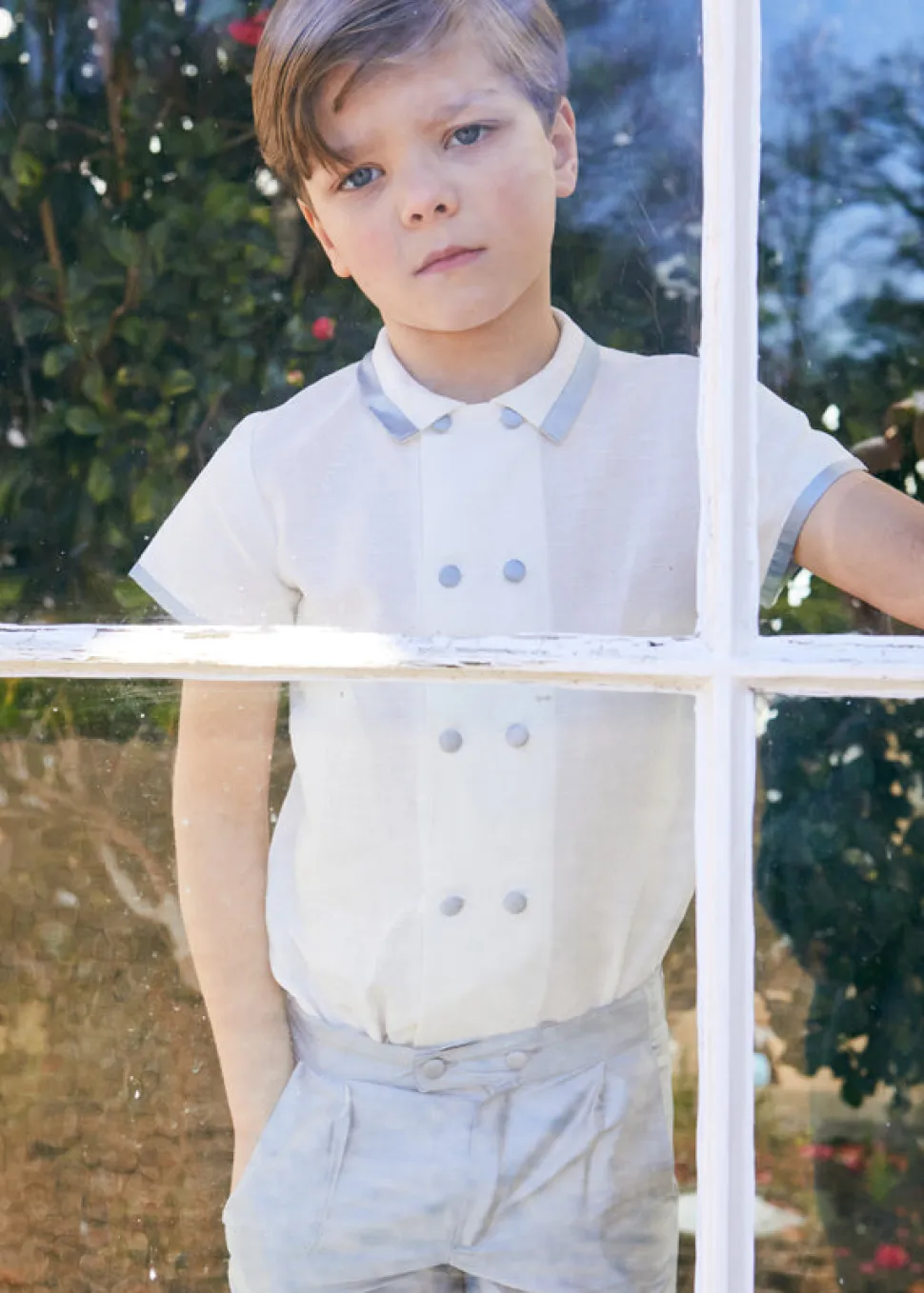 Boys Celebration Shorts in Blue silk