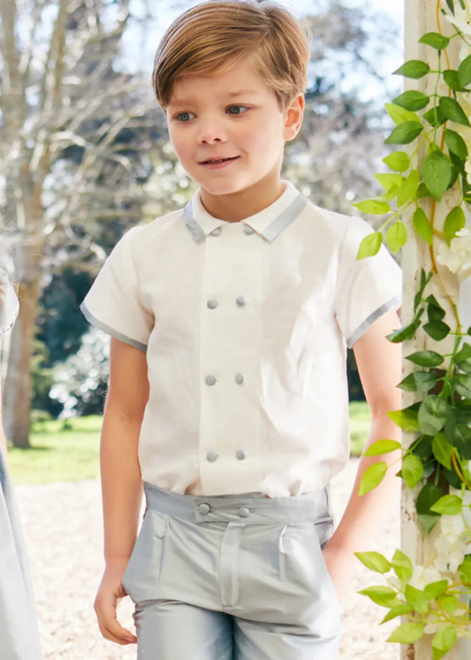 Boys Celebration Shorts in Blue silk