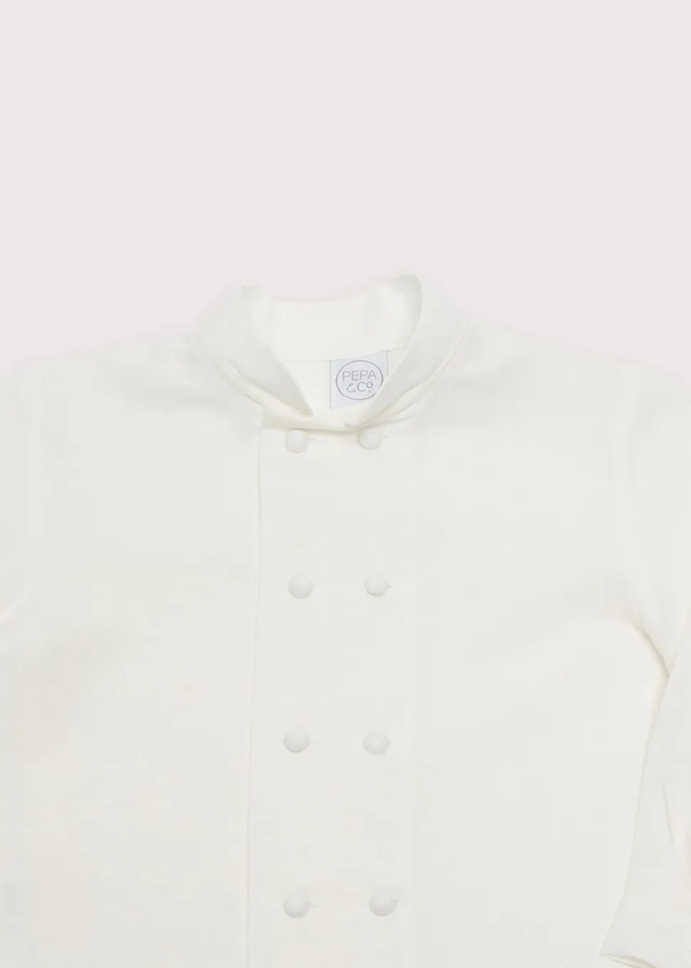 Boy's Double-Breasted Mandarin Collar Shirt in White
