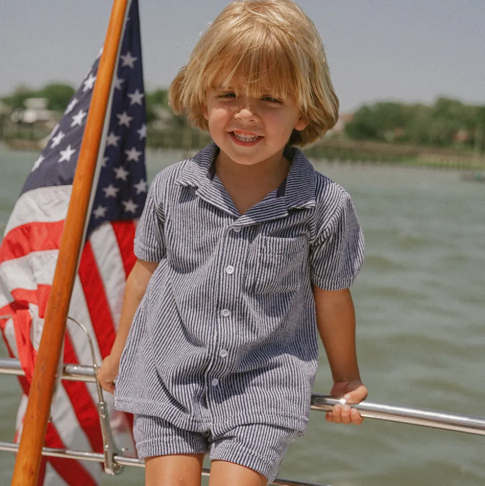 Boy’s Navy Stripe French Terry Short
