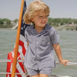 Boy’s Navy Stripe French Terry Short