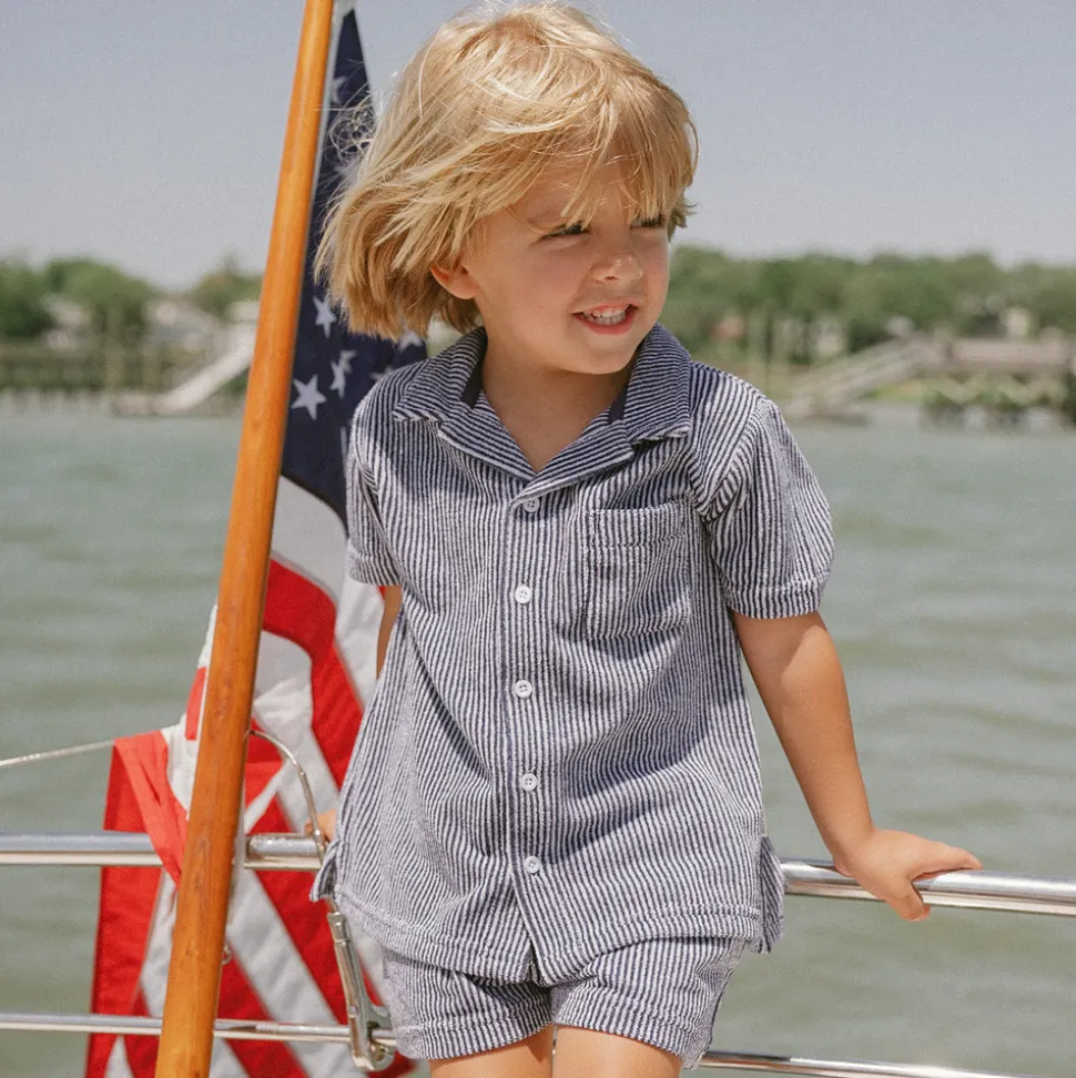 Boy’s Navy Stripe French Terry Short