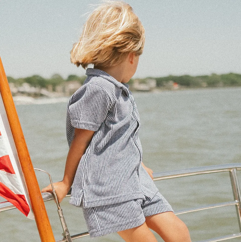 Boy’s Navy Stripe French Terry Short