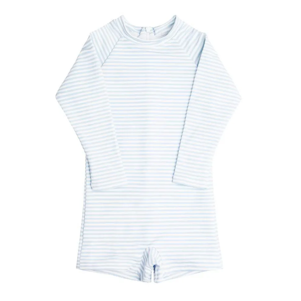 Boys Rashguard One-Piece in Powder Blue Stripe