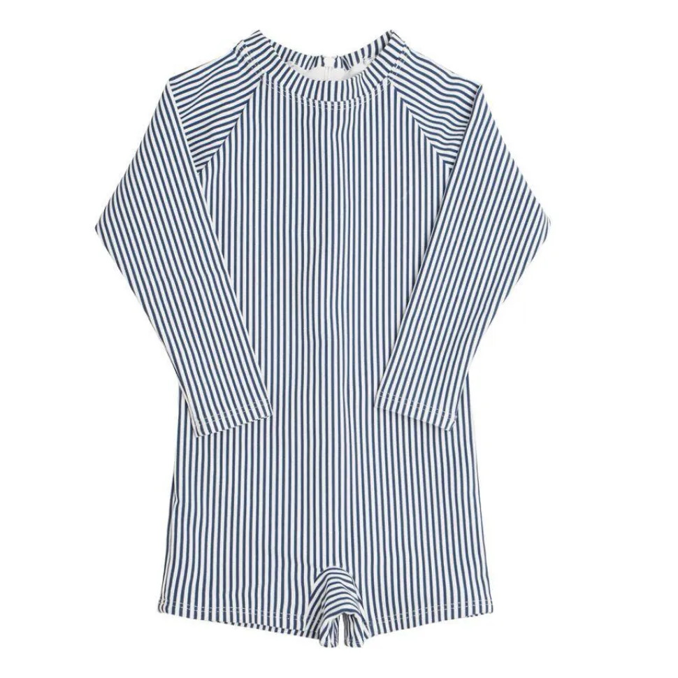 Boys Rashguard One-Piece in Navy Stripe