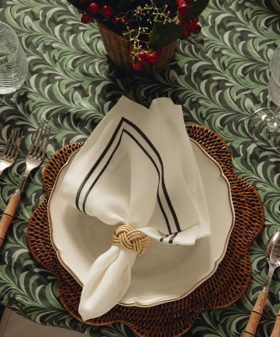 Braided Napkin Rings in Antique Gold, Set of 4