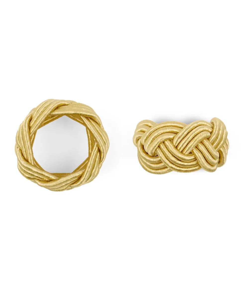 Braided Napkin Rings in Antique Gold, Set of 4