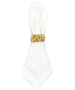Braided Napkin Rings in Antique Gold, Set of 4