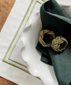 Braided Napkin Rings in Moss, Set of 4
