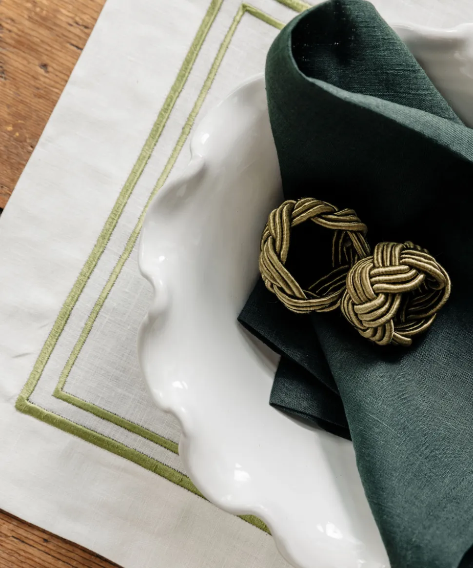 Braided Napkin Rings in Moss, Set of 4
