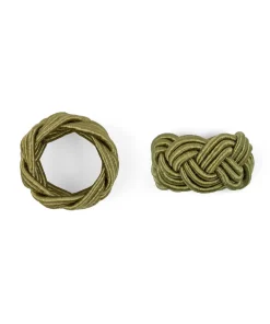 Braided Napkin Rings in Moss, Set of 4