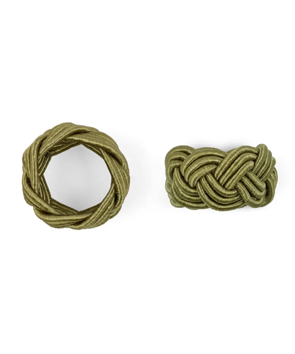 Braided Napkin Rings in Moss, Set of 4