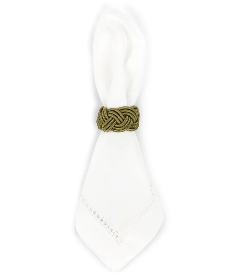 Braided Napkin Rings in Moss, Set of 4