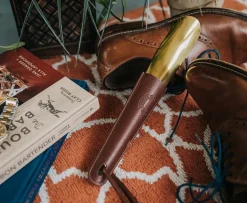 Brass-Tipped Shoehorn No. 239 in Vintage Chestnut Leather