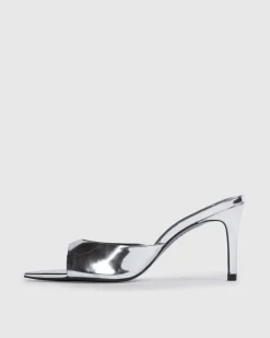 Brea 80 in Silver Mirror Metallic Leather