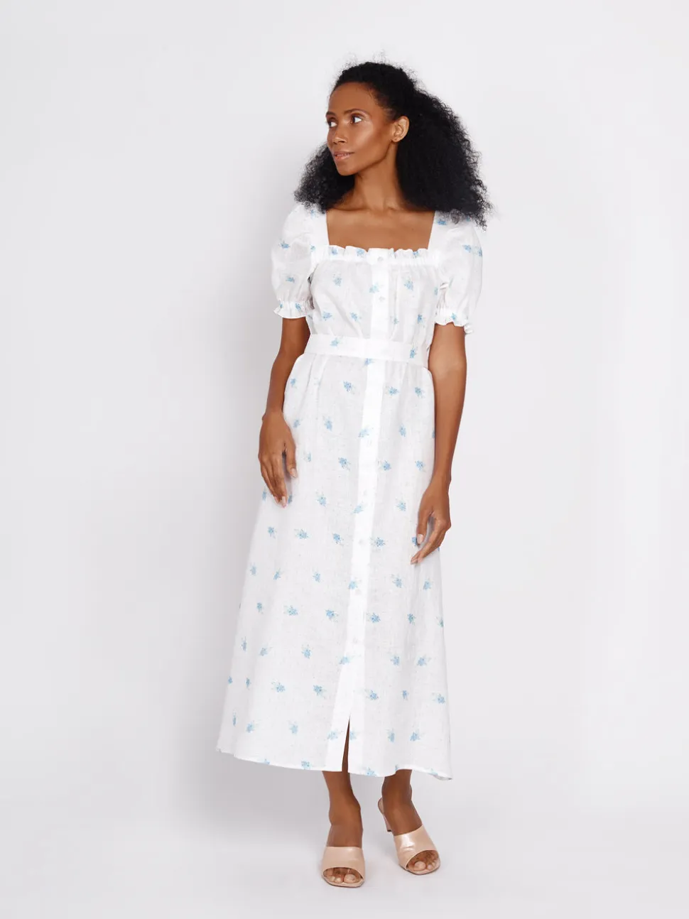 Brigitte Linen Maxi Dress in Linum