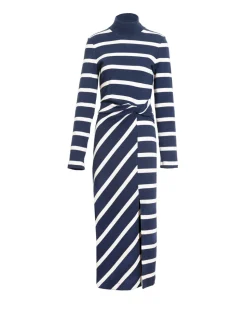 Brindy Dress in Maritime Blue & Cream Wide Stripe