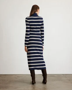 Brindy Dress in Maritime Blue & Cream Wide Stripe