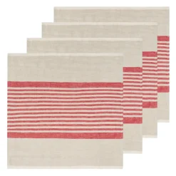 Brittany Natural Napkins in Natural & Red, Set of 4