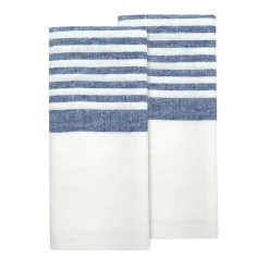 Brittany White Tea Towels in White & Blue, Set of 2