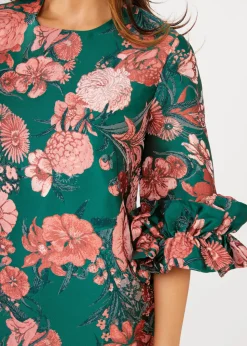 Bronwyn Dress in Forest Mum Jacquard