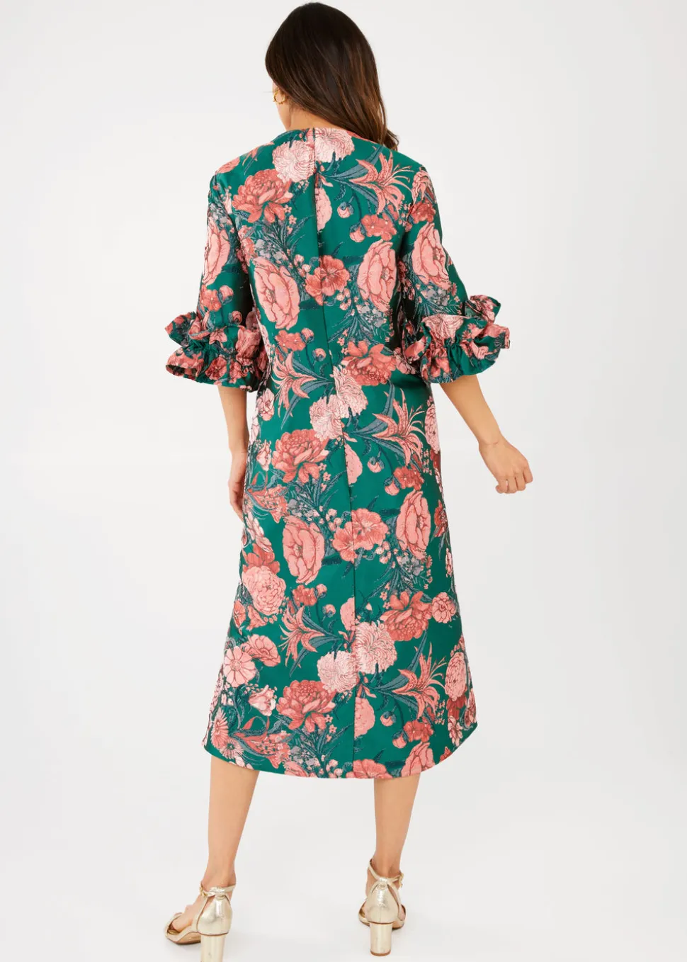 Bronwyn Dress in Forest Mum Jacquard