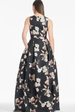 Brooke Gown in Black Venetia Petal