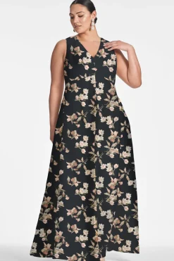 Brooke Gown in Black Venetia Petal