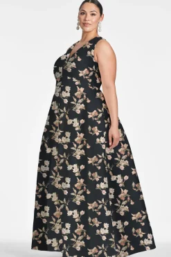 Brooke Gown in Black Venetia Petal