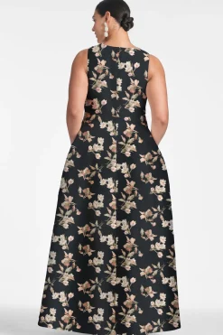 Brooke Gown in Black Venetia Petal