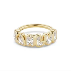 Bubble Bezel Diamond Name Ring