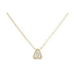 Bubble Bezel Necklace with White Diamond Letter