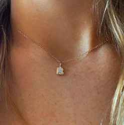 Bubble Bezel Necklace with White Diamond Letter