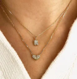 Bubble Bezel Necklace with White Diamond Letter