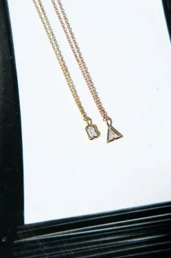 Bubble Bezel Necklace with White Diamond Letter