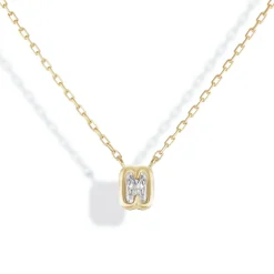 Bubble Bezel Necklace with White Diamond Letter