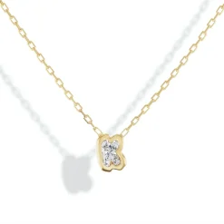 Bubble Bezel Necklace with White Diamond Letter