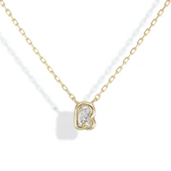 Bubble Bezel Necklace with White Diamond Letter