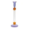 Bugle Glass Candlestick in Purple & Amber