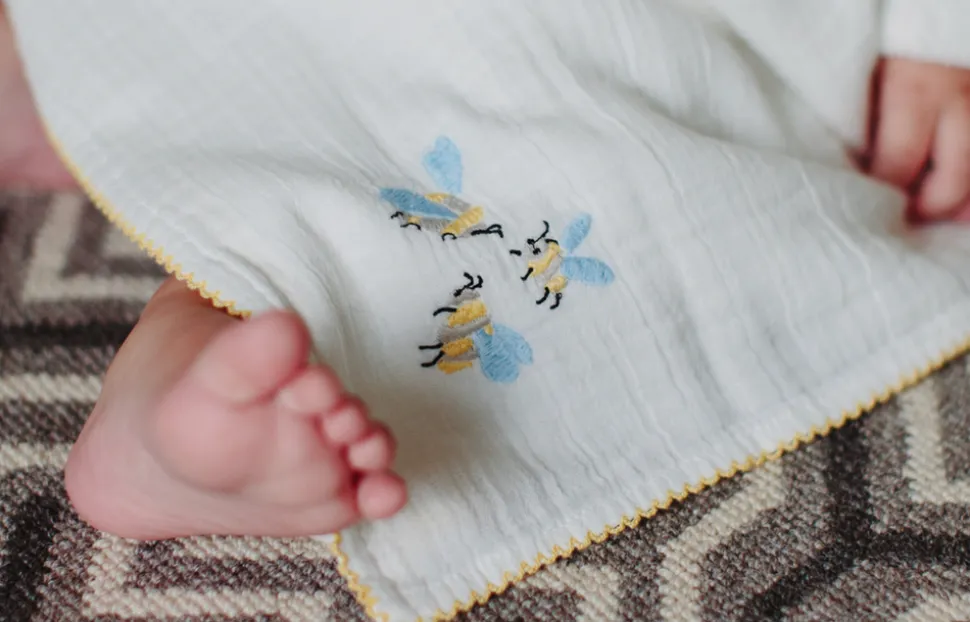 Bumblebee Embroidered Shawl Blanket