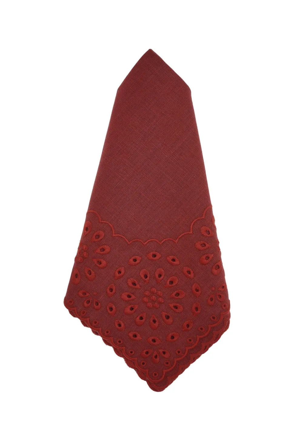 Burgundy Eyelet Dinner Napkins, Set of 4