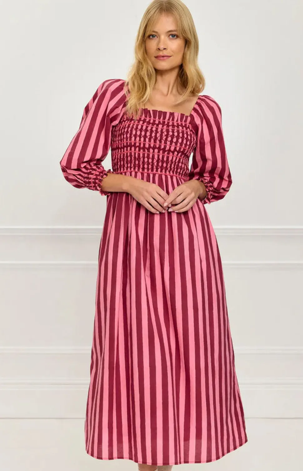 Burgundy Stripe Florence Dress